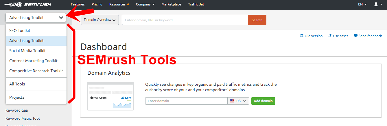 SEMrush toolkit